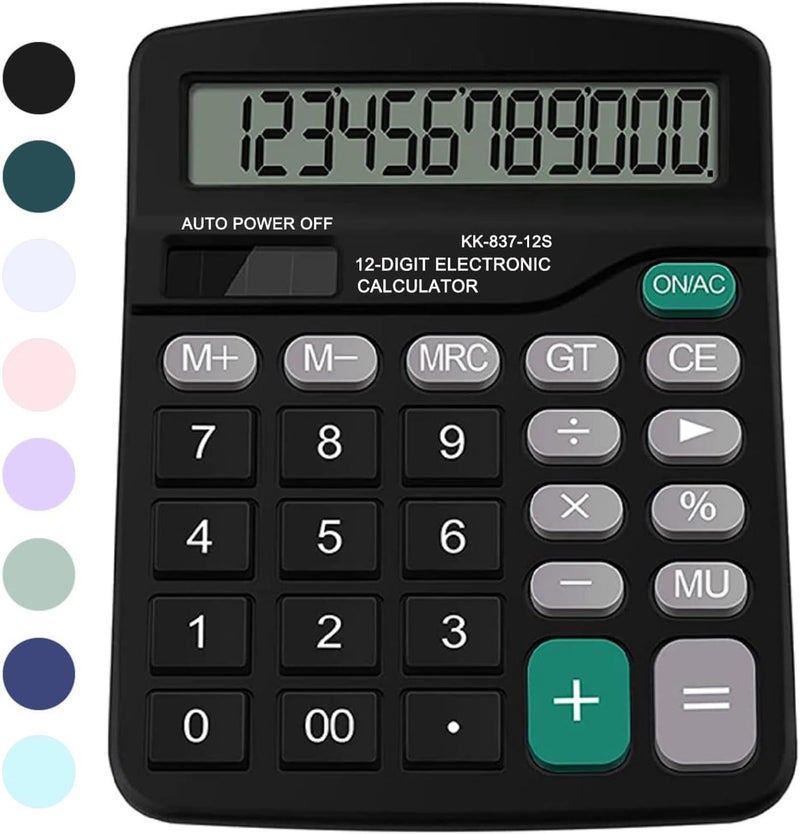 PUNGLTD Office Desk Calculator - Dual Power Simple Financial Calculator with Big Button Large Display for Office, Home & School (Black) - Image 1